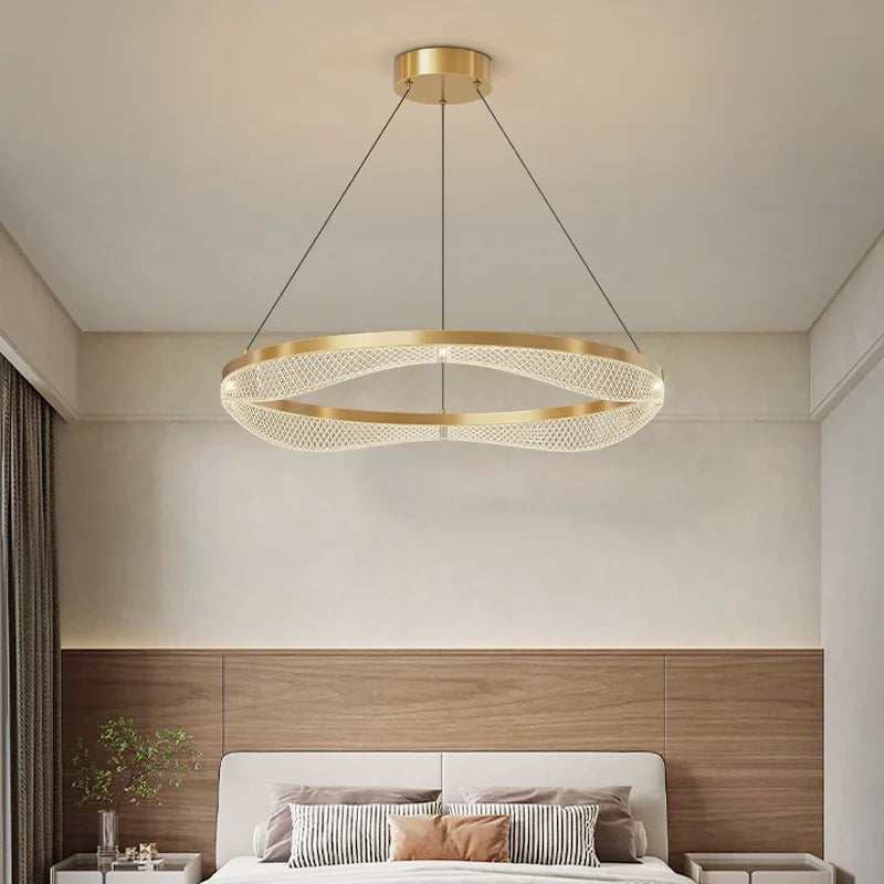 Modern Simple LED Chandelier Creative Lighting Pendent Lamp Luxury Custom Staircase Living Room Acrylic Circular Chandeliers