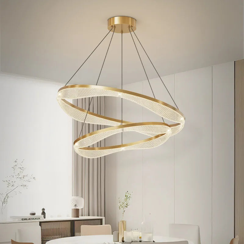Modern Simple LED Chandelier Creative Lighting Pendent Lamp Luxury Custom Staircase Living Room Acrylic Circular Chandeliers
