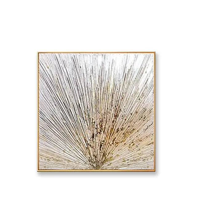 Modern Wall Poster  Hand Drawn Abstract Oil Painting on Canvas with Gold Foil for Living Room Decor